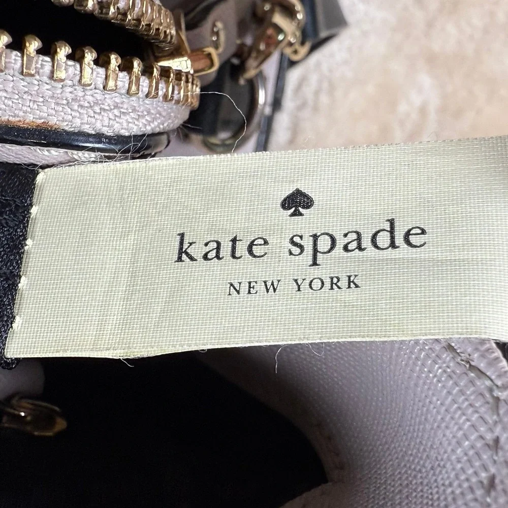 Kate Spade New York Laurel Way Evangelie Satchel Bag Taupe Black Leather